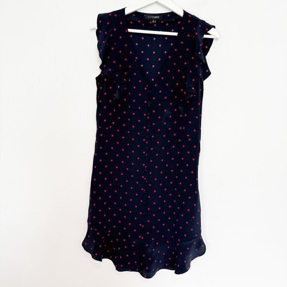 Intermix Women's Silk Polka Dot Dress Blue Red Size Small - Picture 3 of 12